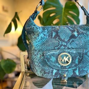 Micheal Kors Turquoise Snake Skin Bag